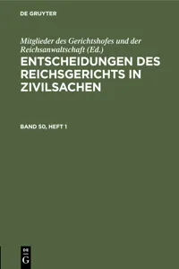 Entscheidungen des Reichsgerichts in Zivilsachen. Band 50, Heft 1_cover