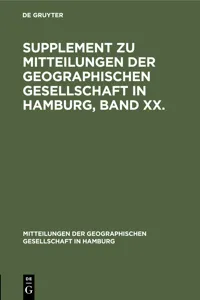 Supplement zu Mitteilungen der Geographischen Gesellschaft in Hamburg, Band XX._cover