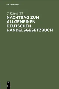 Nachtrag zum Allgemeinen deutschen Handelsgesetzbuch_cover