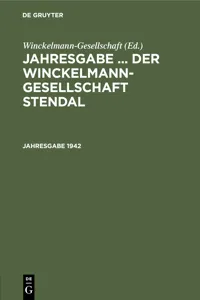 Jahresgabe ... der Winckelmann-Gesellschaft Stendal. 1942_cover