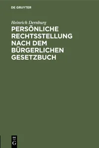 Persönliche Rechtsstellung nach dem Bürgerlichen Gesetzbuch_cover