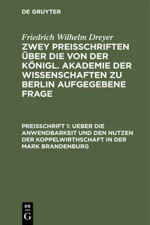 Ueber die Anwendbarkeit und den Nutzen der Koppelwirthschaft in der Mark Brandenburg