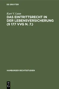 Das Eintrittsrecht in der Lebensversicherung_cover