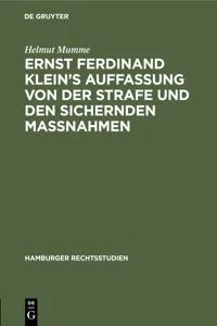 Ernst Ferdinand Klein's Auffassung von der Strafe und den sichernden Massnahmen_cover