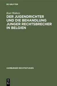 Der Jugendrichter und die Behandlung junger Rechtsbrecher in Belgien_cover