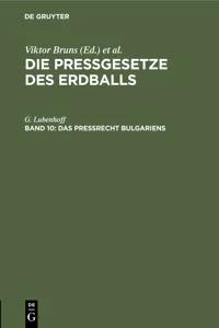 Das Preßrecht Bulgariens_cover