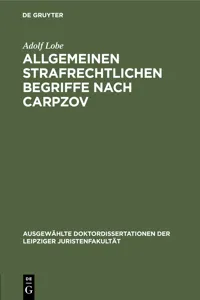 Allgemeinen strafrechtlichen Begriffe nach Carpzov_cover