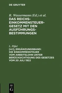 Die Einkommensteuer vom Arbeitslohn unter Berücksichtigung des Gesetzes vom 20 Juli 1922_cover