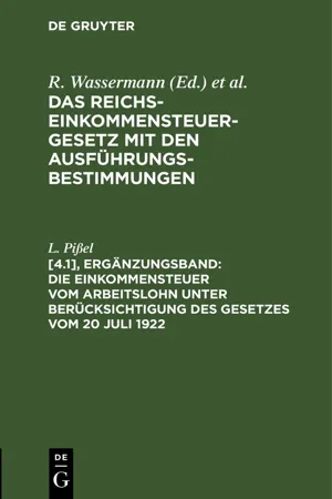 Die Einkommensteuer vom Arbeitslohn unter Berücksichtigung des Gesetzes vom 20 Juli 1922