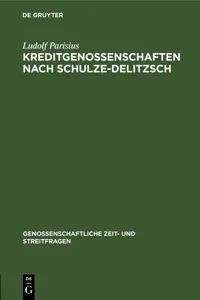 Kreditgenossenschaften nach Schulze-Delitzsch_cover