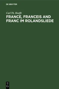 France, Franceis and Franc im Rolandsliede_cover