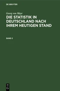 Georg von Mayr: Die Statistik in Deutschland nach ihrem heutigen Stand. Band 2_cover