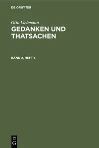 Otto Liebmann: Gedanken und Thatsachen. Band 2, Heft 3_cover