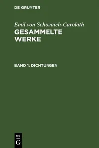 Emil von Schönaich-Carolath: Gesammelte Werke. Band 1_cover