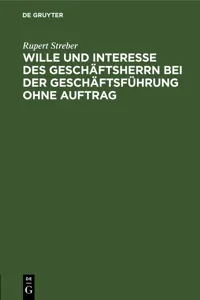 Wille und Interesse des Geschäftsherrn bei der Geschäftsführung ohne Auftrag_cover