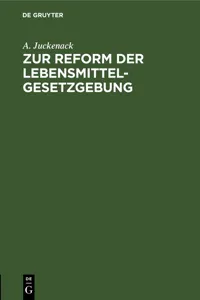 Zur Reform der Lebensmittelgesetzgebung_cover