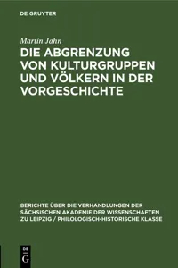 Die Abgrenzung von Kulturgruppen und Völkern in der Vorgeschichte_cover