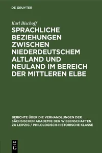 Sprachliche Beziehungen zwischen Niederdeutschem Altland und Neuland im Bereich der Mittleren Elbe_cover