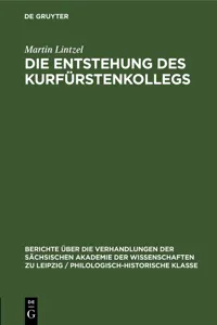 Die Entstehung des Kurfürstenkollegs_cover