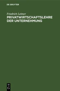 Privatwirtschaftslehre der Unternehmung_cover