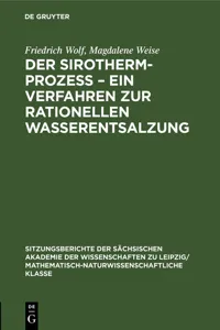 Der Sirotherm-Prozess – Ein Verfahren zur rationellen Wasserentsalzung_cover