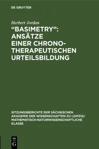 "Basimetry": Ansätze einer chronotherapeutischen Urteilsbildung_cover