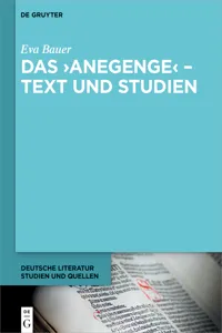 Das ›Anegenge‹ – Text und Studien_cover