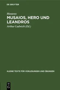 Musaios, Hero und Leandros_cover