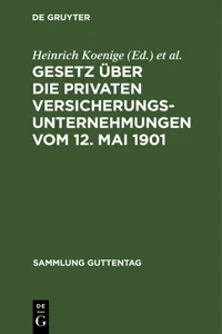 Gesetz über die privaten Versicherungsunternehmungen vom 12. Mai 1901_cover