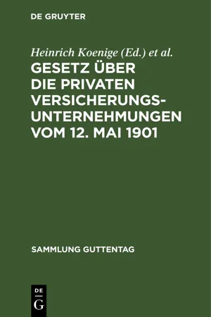 Gesetz über die privaten Versicherungsunternehmungen vom 12. Mai 1901