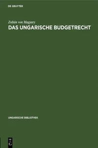 Das ungarische Budgetrecht_cover