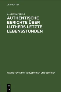 Authentische Berichte über Luthers letzte Lebensstunden_cover