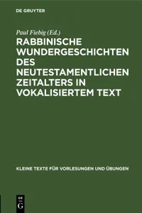 Rabbinische Wundergeschichten des neutestamentlichen Zeitalters in vokalisiertem Text_cover