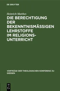 Die Berechtigung der bekenntnismäßigen Lehrstoffe im Religionsunterricht_cover