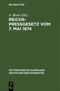 Reichspreßgesetz vom 7. Mai 1874_cover