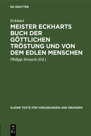 Meister Eckharts Buch der göttlichen Tröstung und von dem edlen Menschen