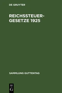 Reichssteuergesetze 1925_cover