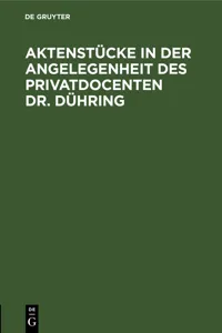 Aktenstücke in der Angelegenheit des Privatdocenten Dr. Dühring_cover