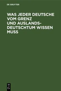 Was jeder Deutsche vom Grenz und Auslandsdeutschtum wissen muß_cover