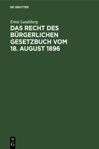 Das Recht des Bürgerlichen Gesetzbuch vom 18. August 1896_cover