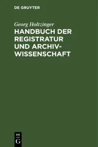 Handbuch der Registratur und Archivwissenschaft_cover