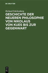 Geschichte der neueren Philosophie von Nikolaus von Kues bis zur Gegenwart_cover