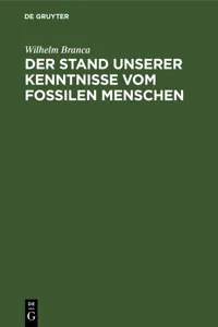 Der Stand unserer Kenntnisse vom fossilen Menschen_cover