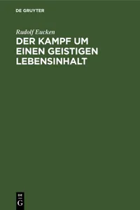 Der Kampf um einen Geistigen Lebensinhalt_cover