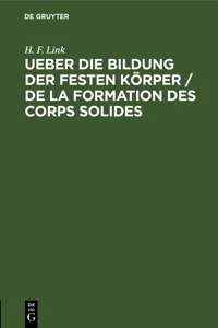 Ueber die Bildung der festen Körper / De la formation des corps solides_cover