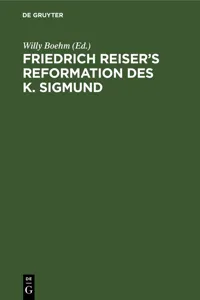 Friedrich Reiser's Reformation des K. Sigmund_cover