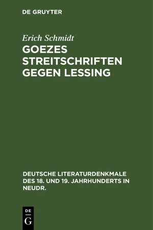 Goezes Streitschriften gegen Lessing