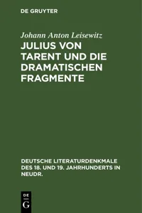 Julius von Tarent und die dramatischen Fragmente_cover