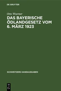 Das bayerische Ödlandgesetz vom 6. März 1923_cover