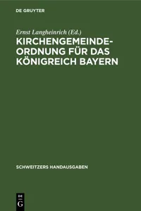 Kirchengemeindeordnung für das Königreich Bayern_cover